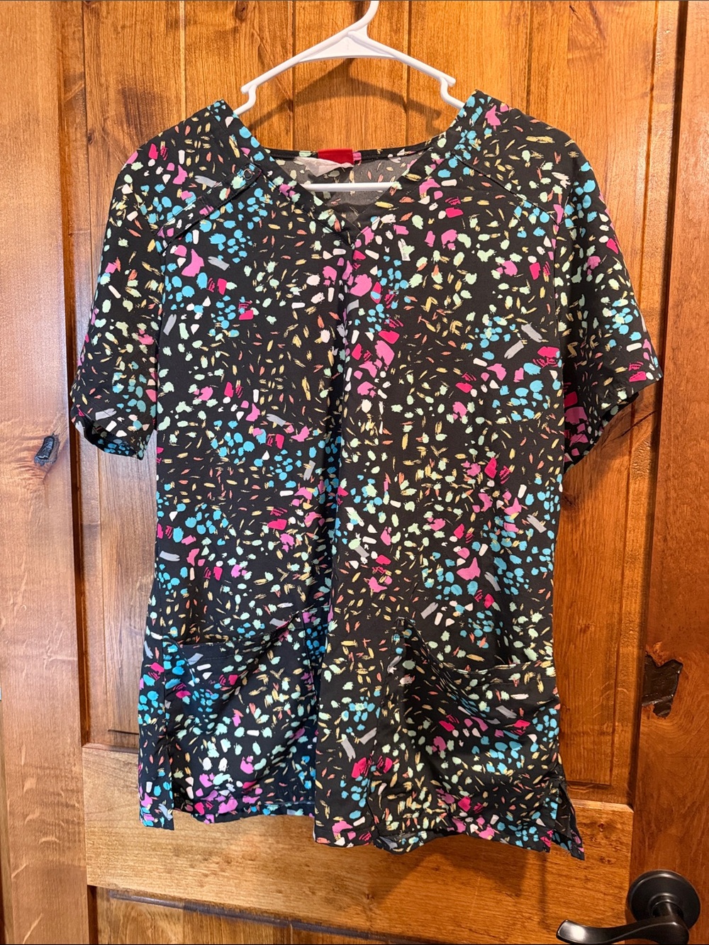 Dickies Black Short-Sleeve Top with Pink & Blue Confetti Print